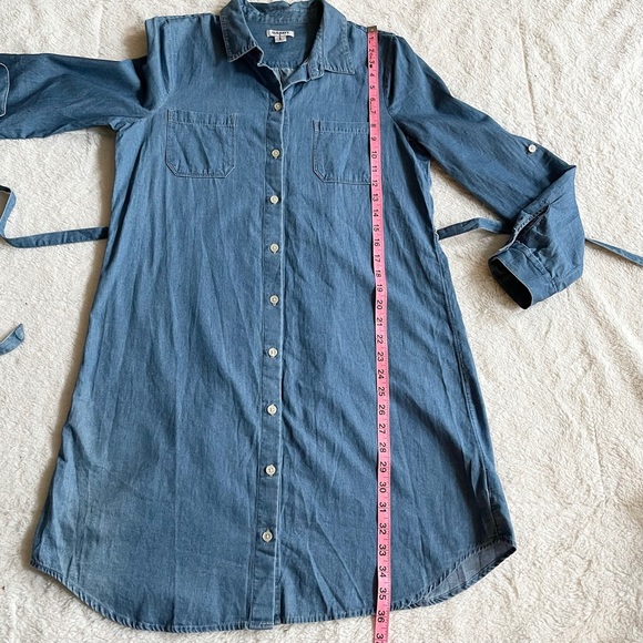 Old Navy | Blue Chambray Roll Tab Tie Waist Shirt Dress *NWT* - Picture 16 of 16